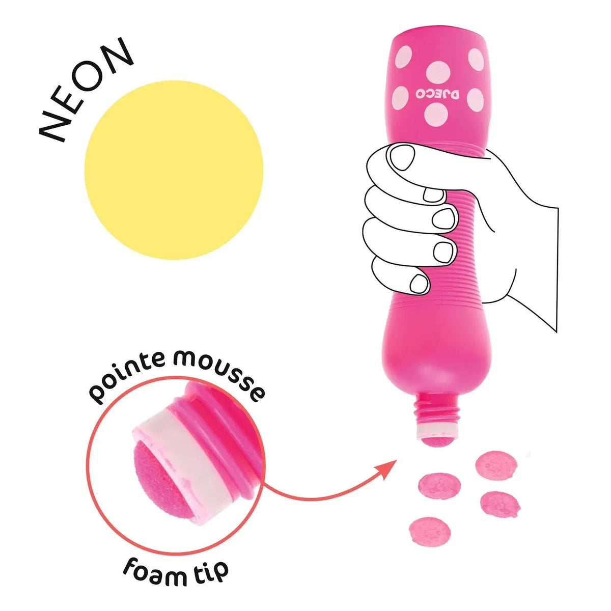 Djeco - Foam Pens for Children - Neon
