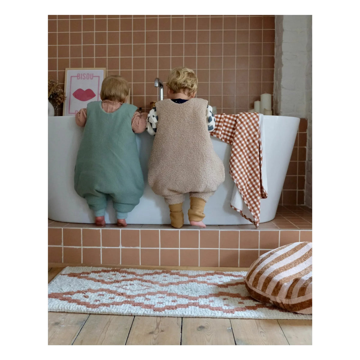 Tante Reine - Organic cotton footed sleeping bag Teddy | Sand