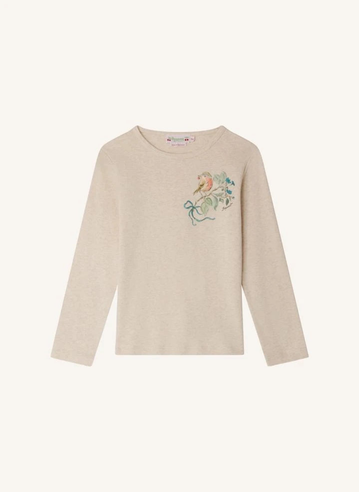 Bonpoint - Tidjiane Ribbed Organic Cotton T-shirt | Heather beige
