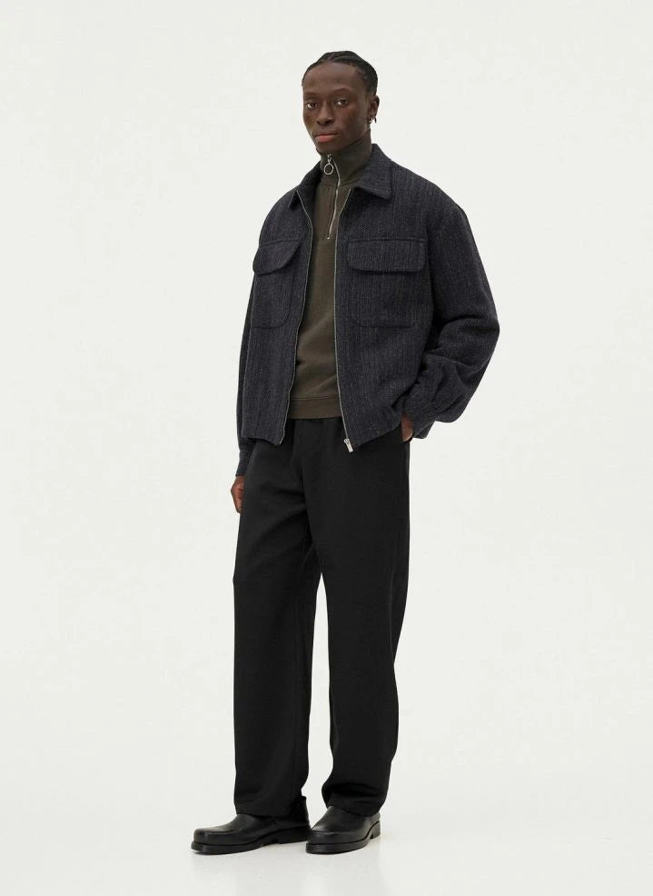Noyoco - Kinsale Houndstooth Recycled Wool Jacket | Navy