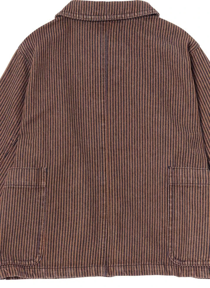True Artist - N°5 Striped Denim Organic Cotton Jacket | Dark Blue