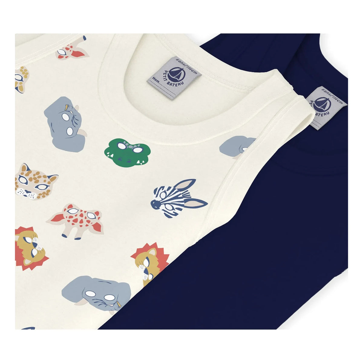 Petit Bateau - 2-Pack Organic Cotton Tank Top with Mask | Navy Blue