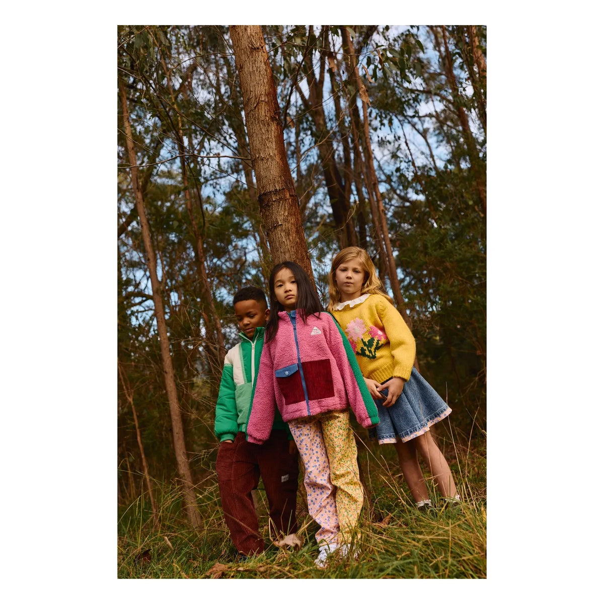 Goldie + Ace - Blue Denim Floral Pattern Skirt