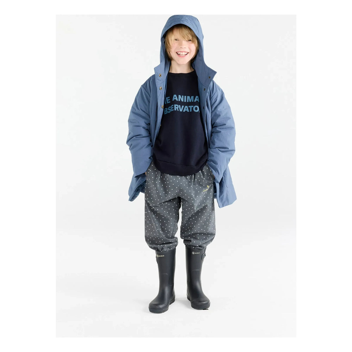 The Animals Observatory - Aslan Long Jacket Recycled Fiber | Grey blue