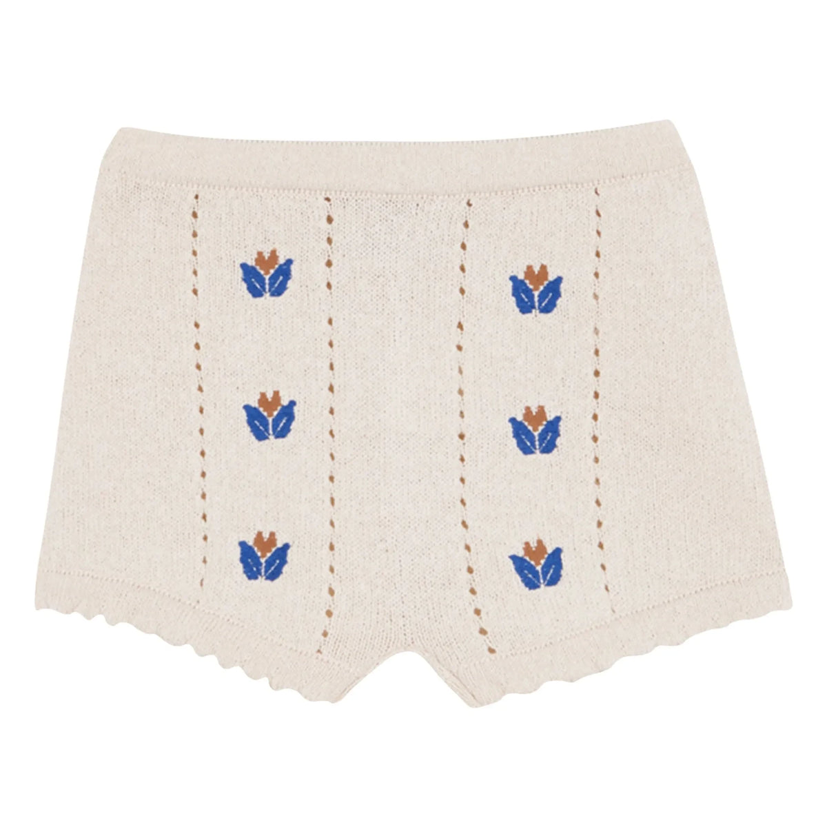 birinit - Embroidered Thin Knit Shorts | Ivory