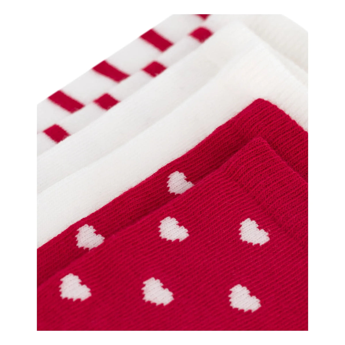 Petit Bateau - Heart Pattern 3-Pair Sock Set | White