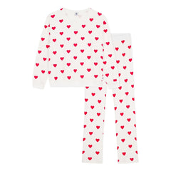 Petit Bateau - Organic Cotton Heart Pajamas | White