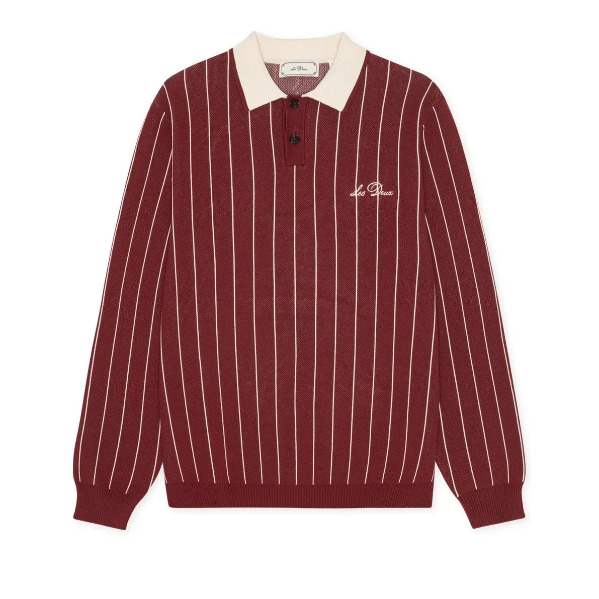Les Deux - Signature Striped Polo Shirt | Burgundy