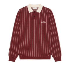 Les Deux - Signature Striped Polo Shirt | Burgundy
