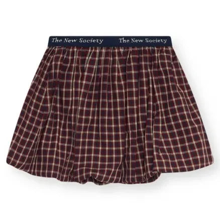 the new society - Orbit Checkered Skirt | Burgundy