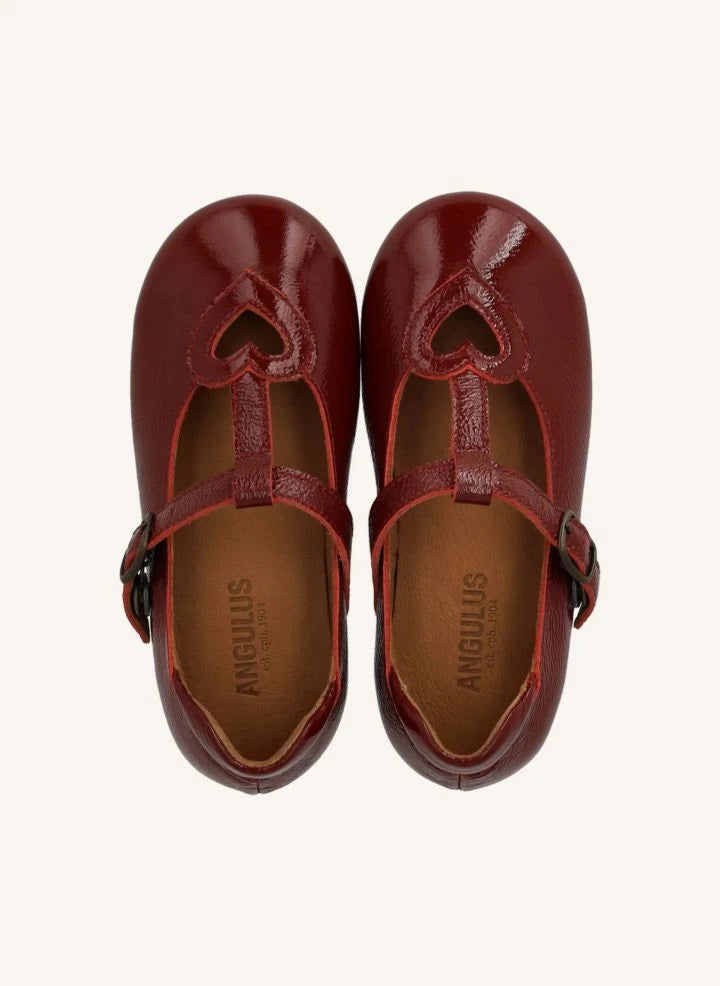 Angulus - Patent T-Bar Flats Coeur | Cherry Red