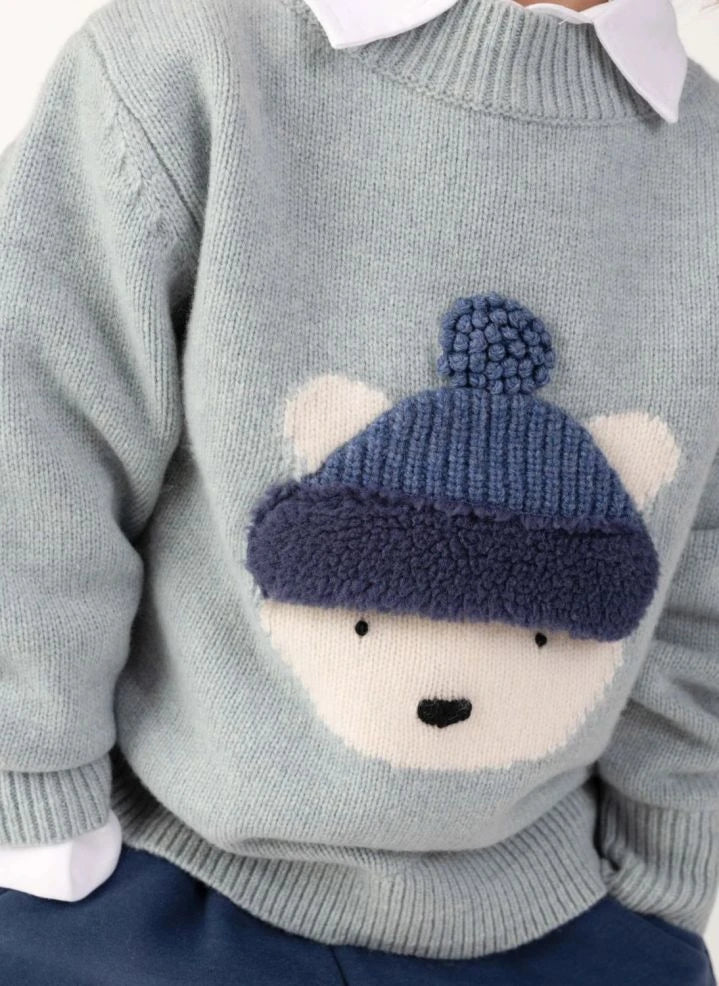Donsje - Denn Polar Bear Merino Wool Sweater | Bluish grey