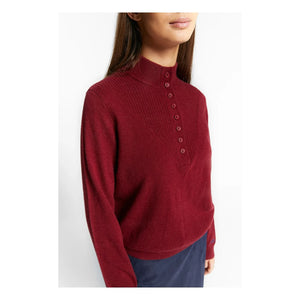 Indee - Winter Wool Buttoned Sweater | Burgundy