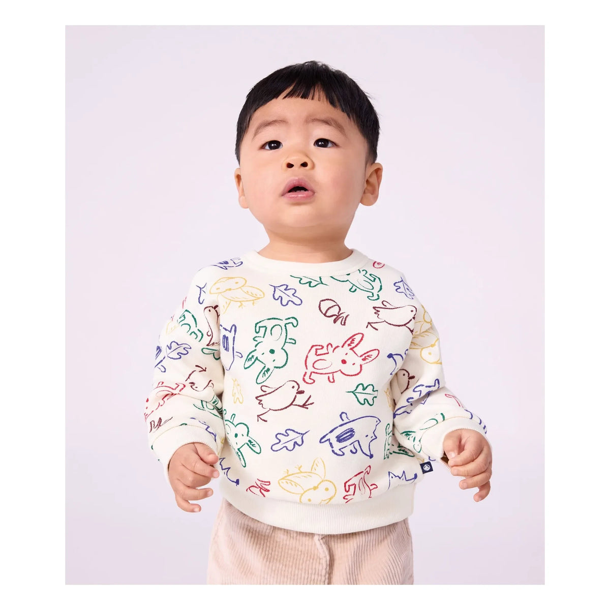 Petit Bateau - Sweat Animals Baby Organic Cotton | Ecru