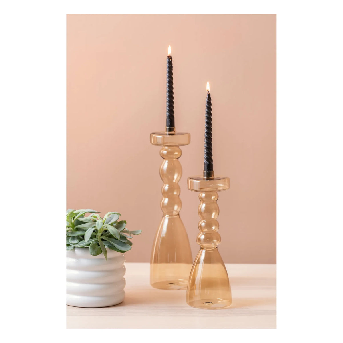Present Time - Pawn Glass Candle Holder | Beige