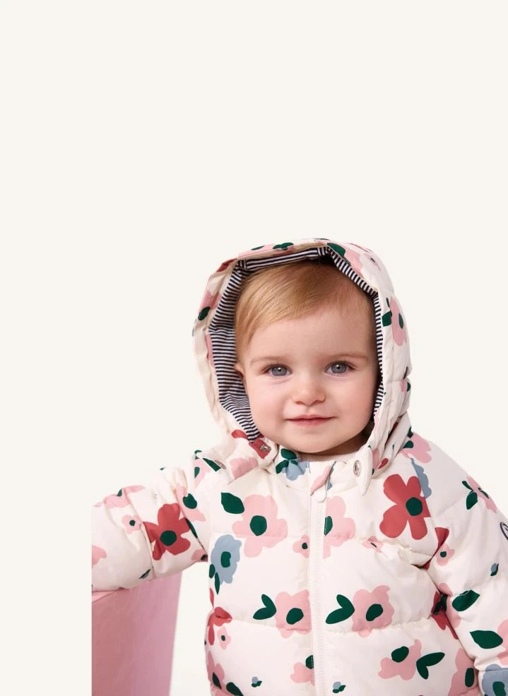 Petit Bateau - Baby Floral Puffer Jacket | Ecru