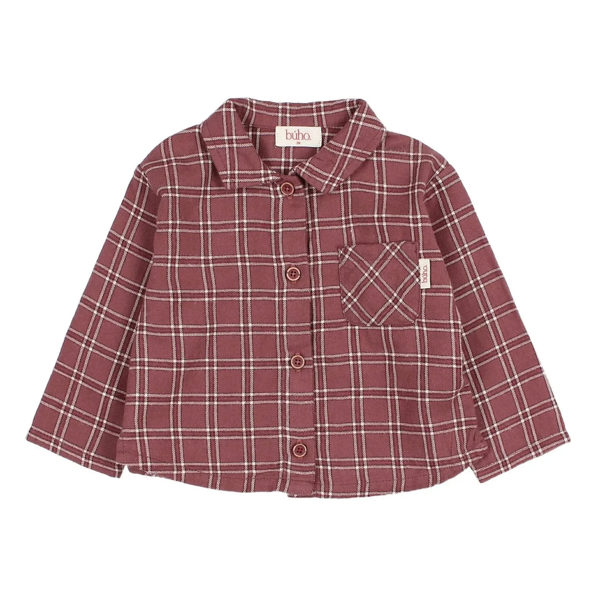 Búho - Baby checkered shirt | Burgundy
