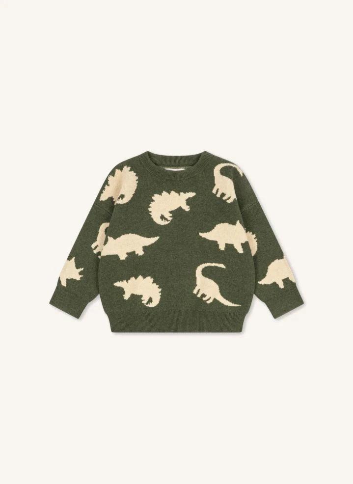 Konges Sløjd - Lapis Dinosaur Wool Sweater | Green