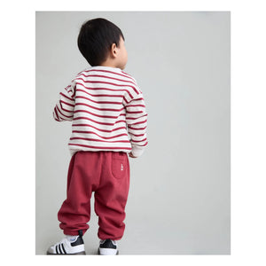 Búho - Cherry Red | Striped Organic Cotton Sweatshirt