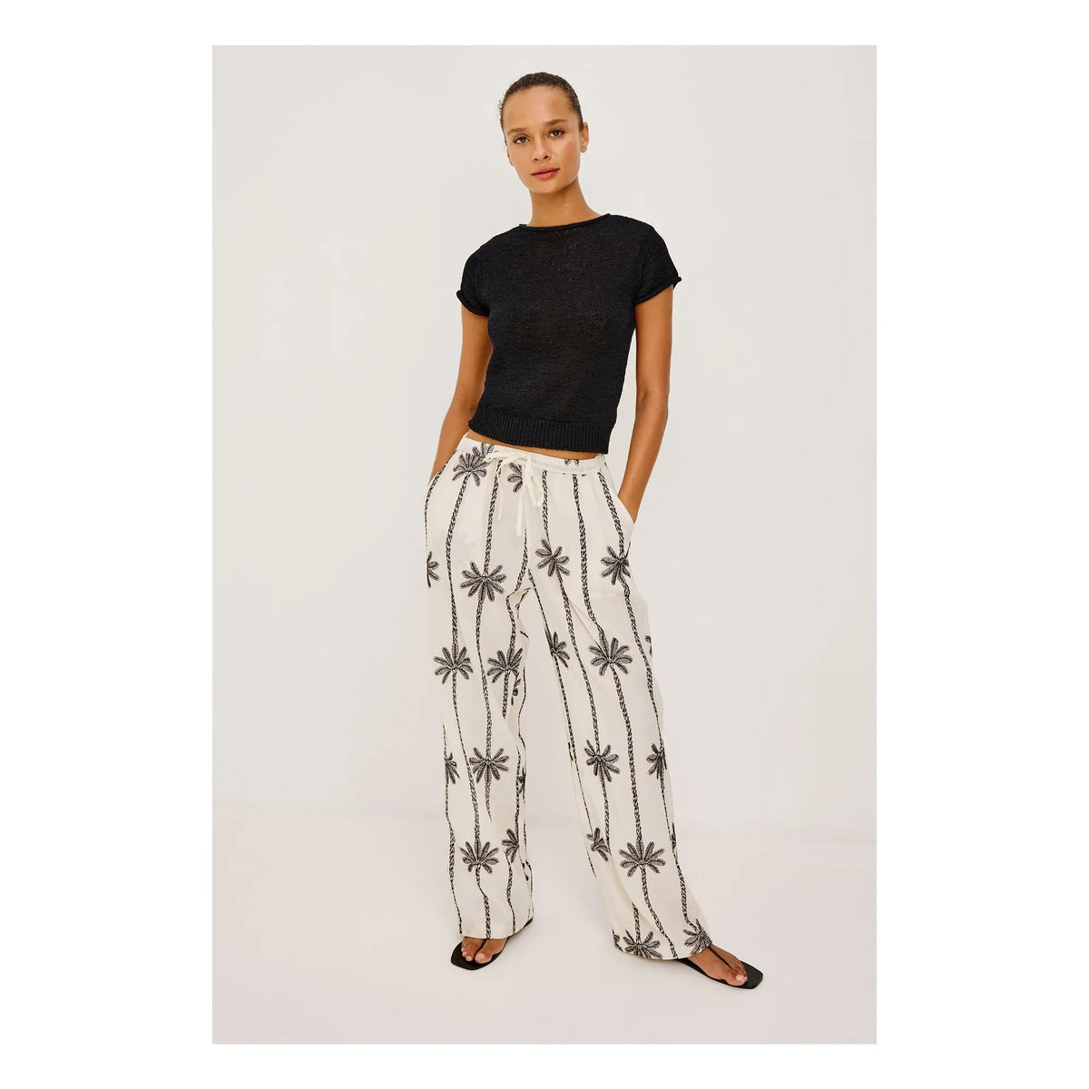 Rails - Emmie Linen Embroidered Pants | White