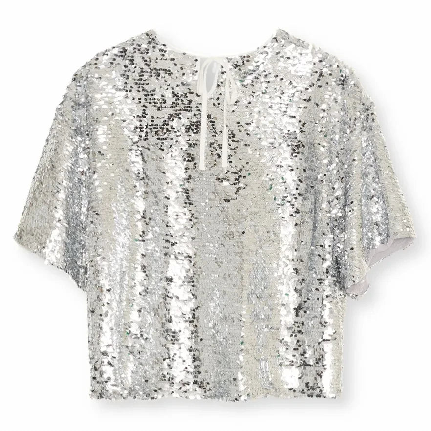 the new society - Muse Sequined Blouse | Silver