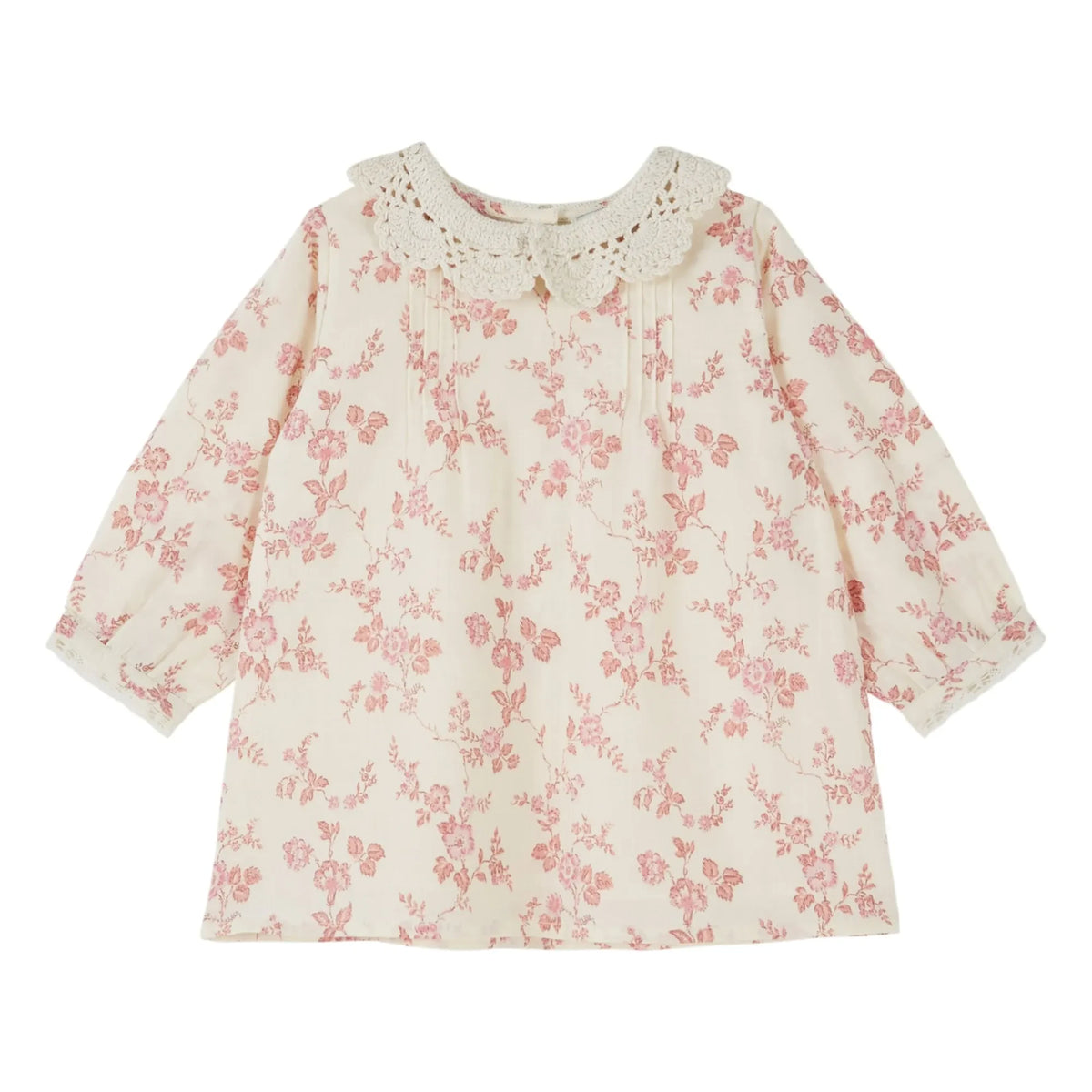 Emile et Ida - Organic Cotton Crochet Collar Dress | Ecru