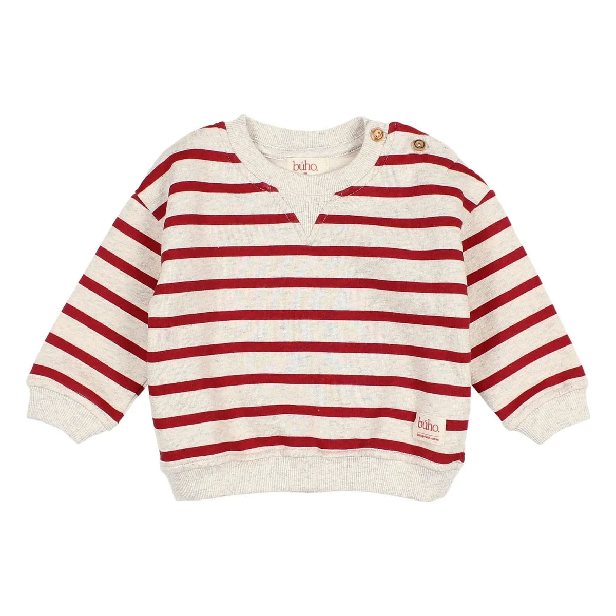 Búho - Cherry Red | Striped Organic Cotton Sweatshirt