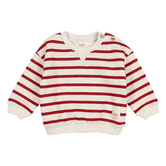 Búho - Cherry Red | Striped Organic Cotton Sweatshirt