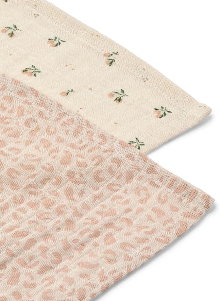 Liewood - Lewis Organic Cotton Baby Swaddles - 2-piece Set | Mini leo/Mini peach Mix