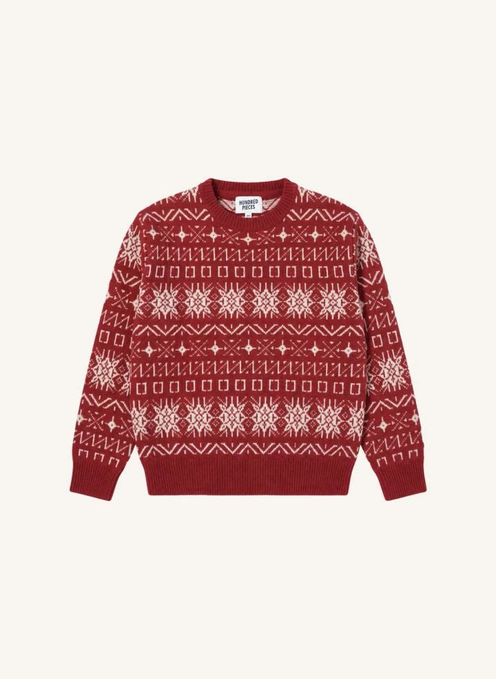 Hundred Pieces - Mika Jacquard Merino Wool Sweater | Dark Red