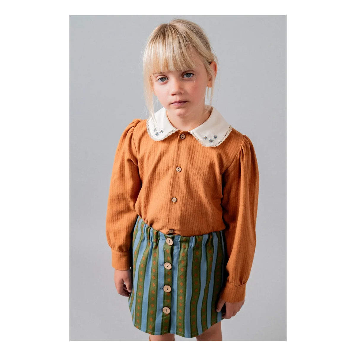 birinit - Claudine Collar Blouse Organic Cotton | Terracotta