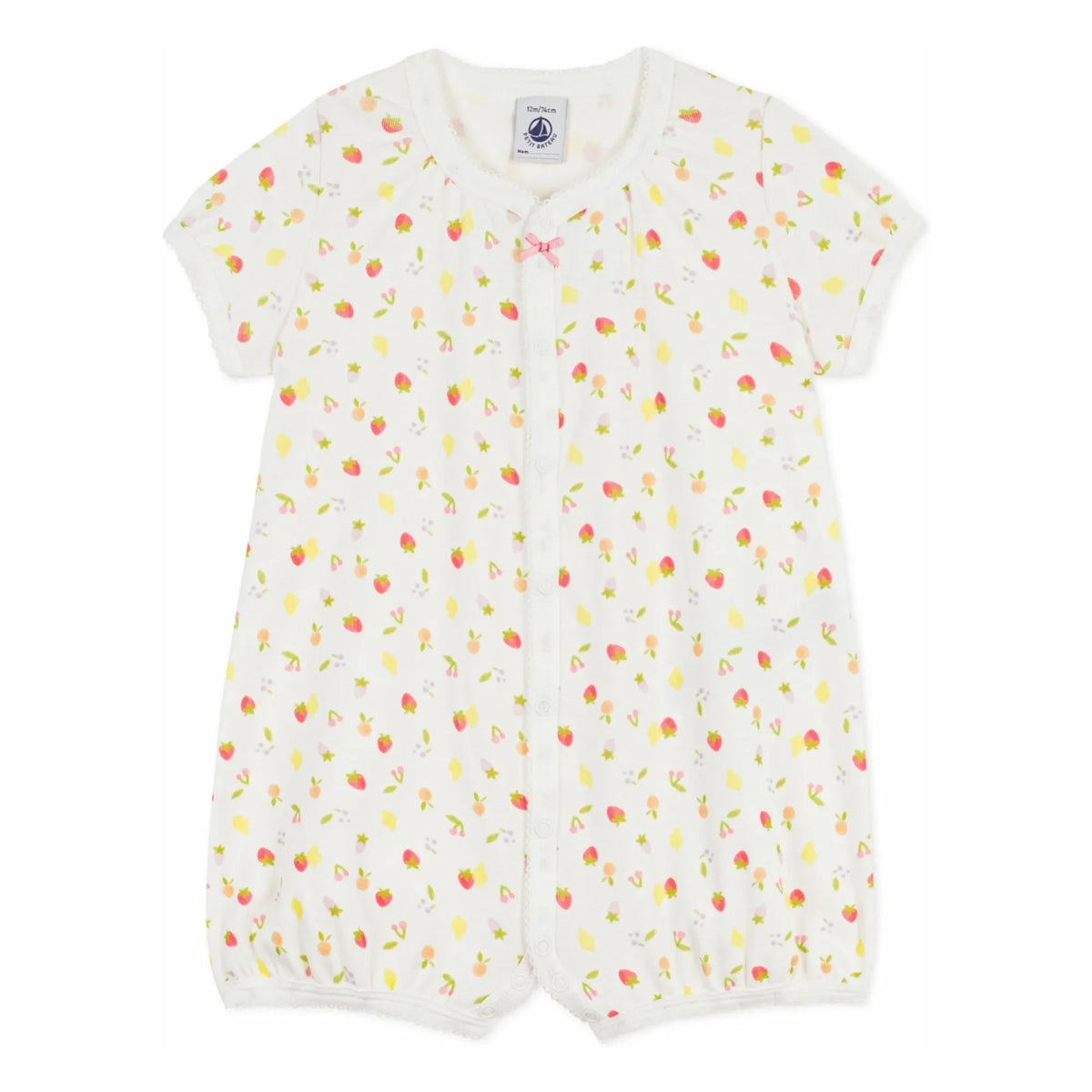 Petit Bateau - Fruit Print Romper Pajamas | Ecru