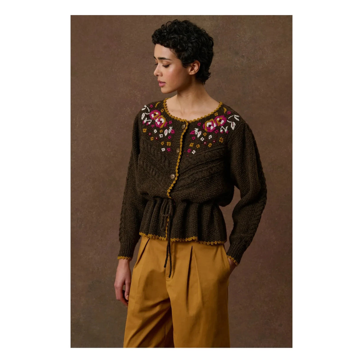 Louise Misha - Sandya Wool Cardigan | Terre cuite