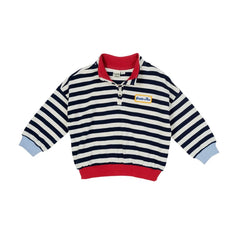 Goldie + Ace - Striped Zip Sweatshirt - Smallable Exclusive | Navy