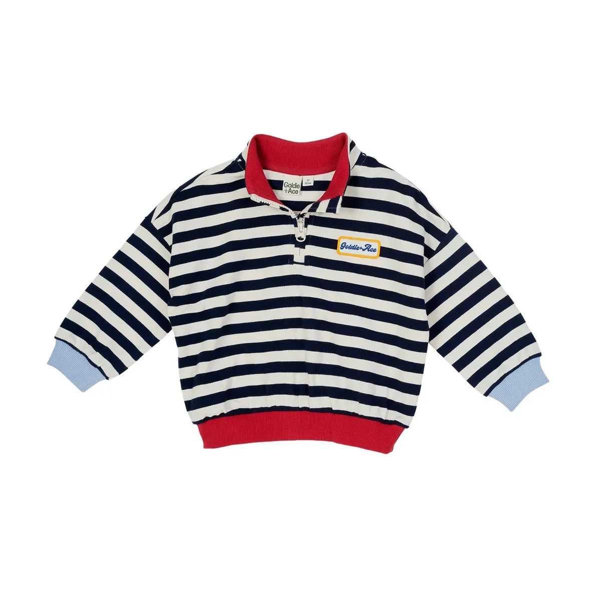 Goldie + Ace - Striped Zip Sweatshirt - Smallable Exclusive | Navy
