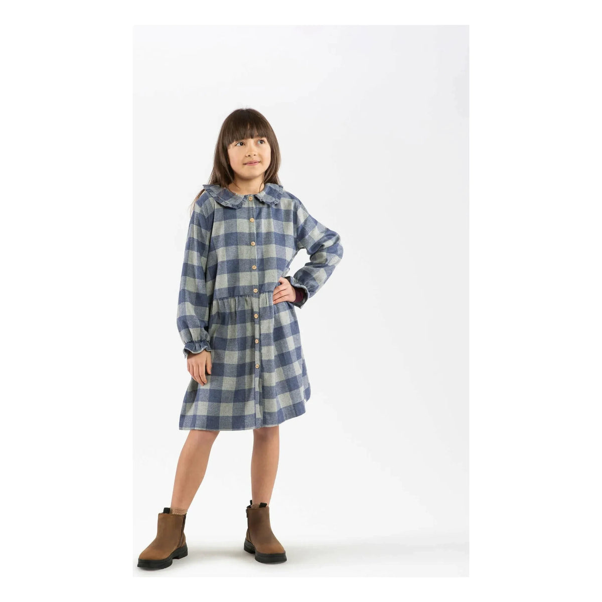 Matona - Flannel Tencel Dress | Blue