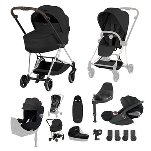 Cybex Mios Ultimate Birth & Beyond Bundle - Style Collection-Travel Systems-Sepia Black-Chrome Brown | Natural Baby Shower