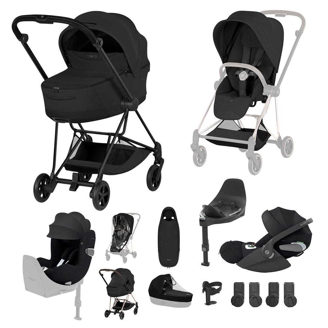 Cybex Mios Ultimate Birth & Beyond Bundle - Style Collection-Travel Systems-Sepia Black-Matt Black | Natural Baby Shower