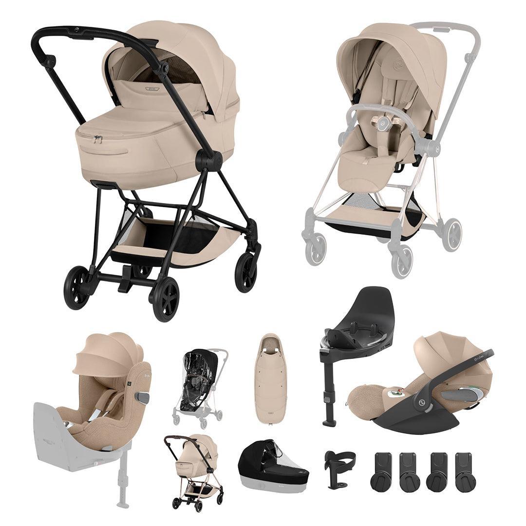 Cybex Mios Ultimate Birth & Beyond Bundle - Style Collection-Travel Systems-Cozy Beige-Matt Black | Natural Baby Shower