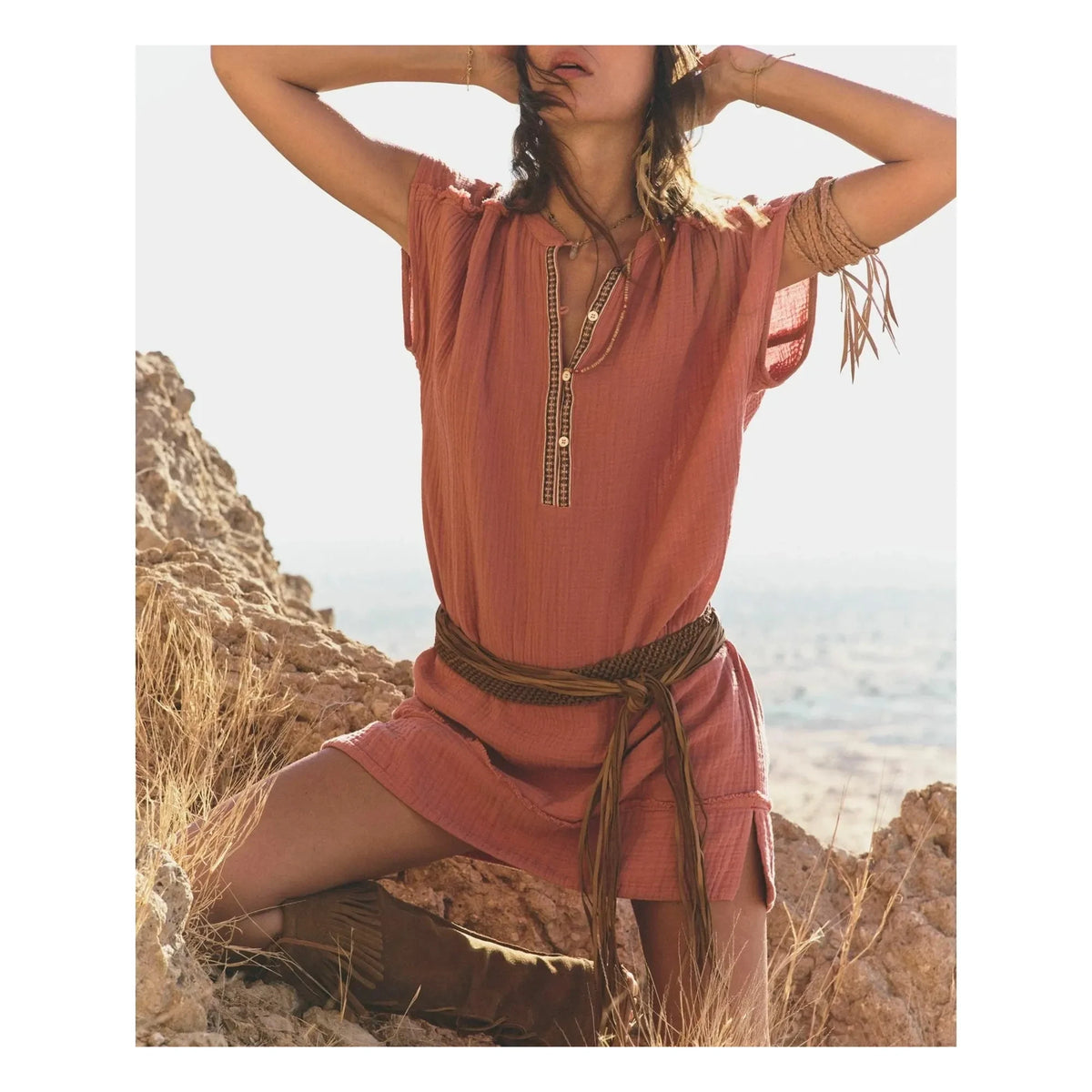 Xirena - Talula Cotton Gauze Dress x Léa Meylan | Dusty Pink