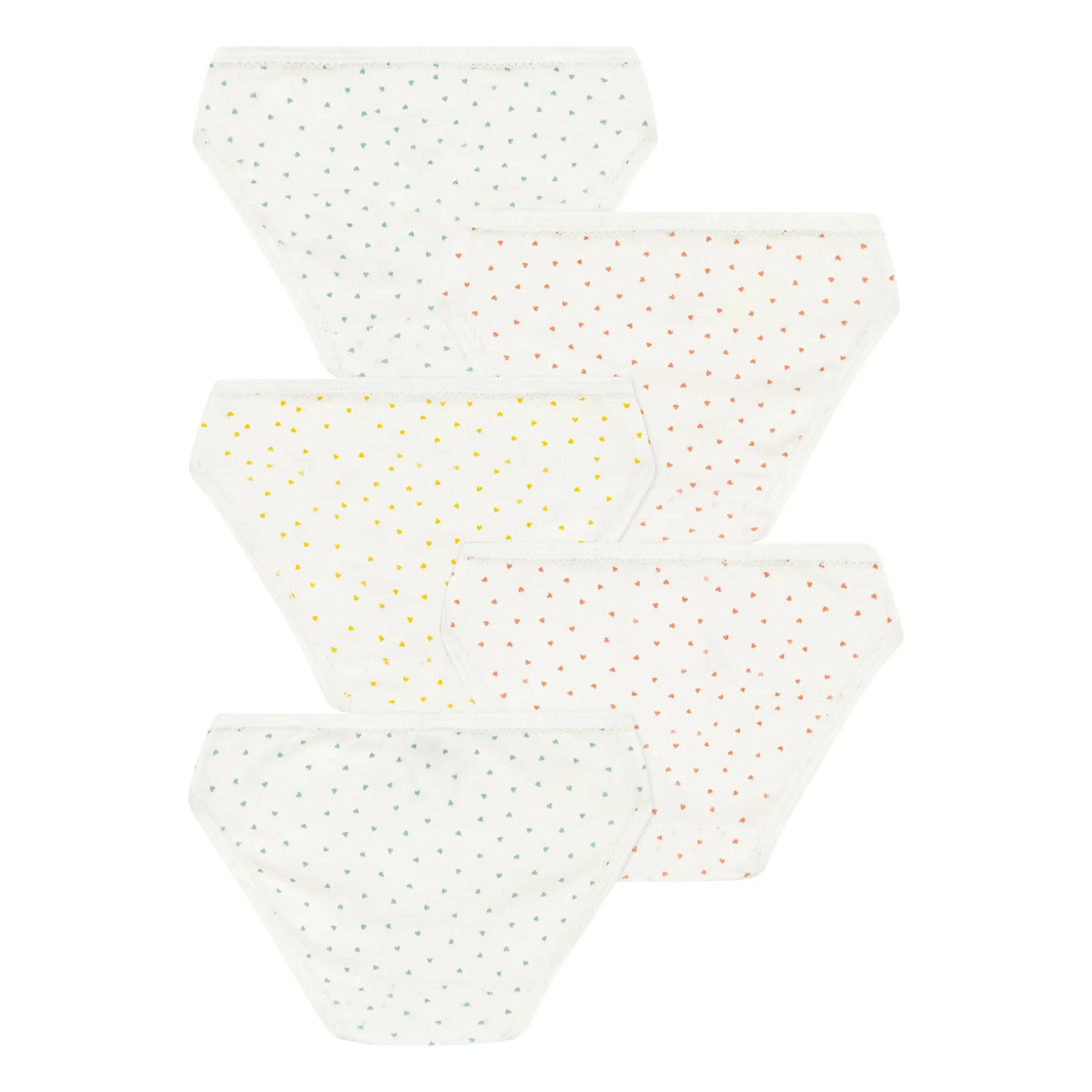 Petit Bateau - 5-Pack Mini Heart Underwear | Ecru