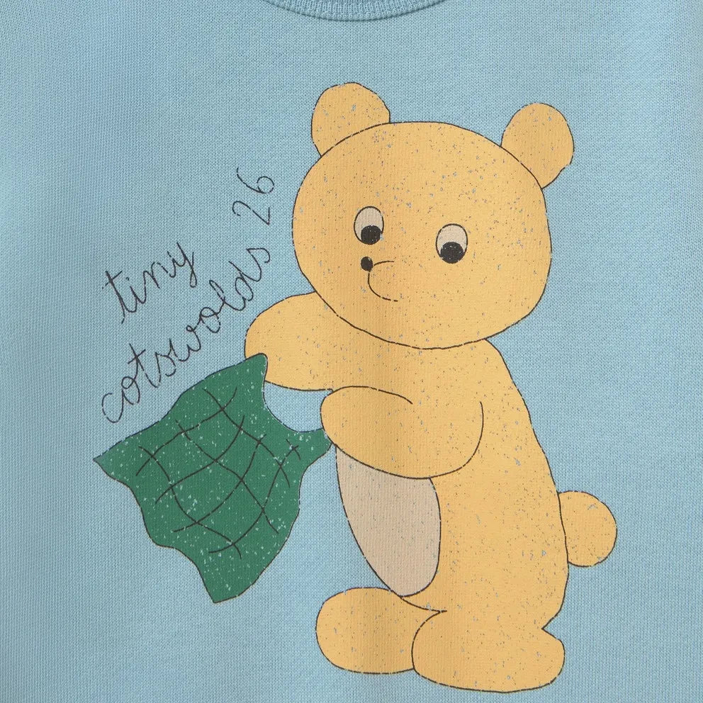 Tinycottons - Organic Cotton Teddy Bear Romper | Light Blue