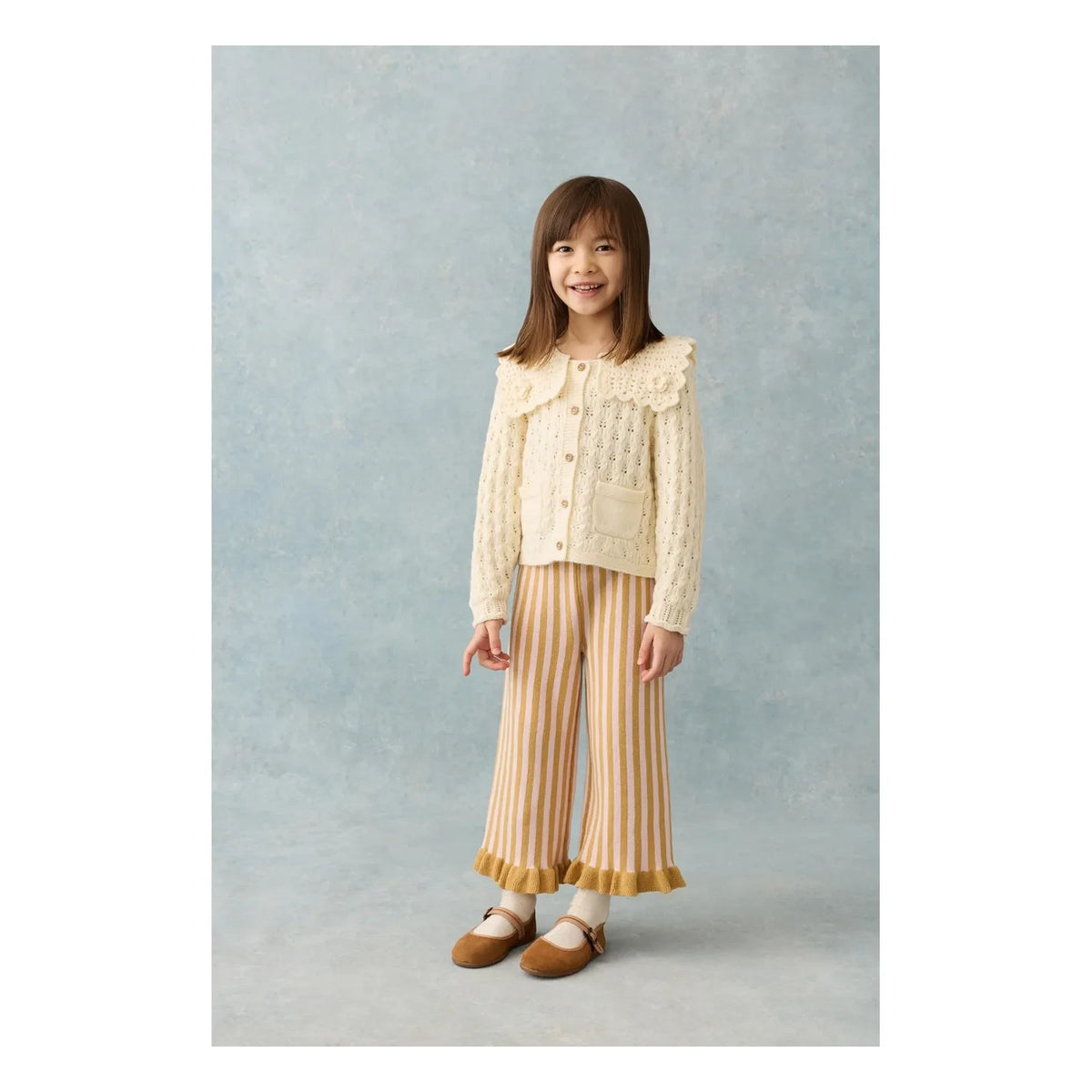 Louise Misha - Salia Striped Knit Trousers | Caramel