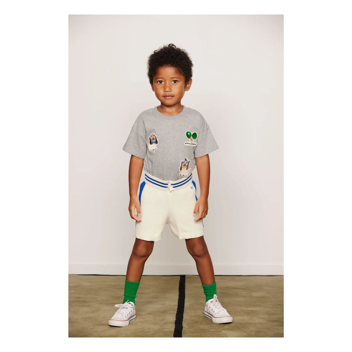 Mini Rodini - Animal Patches Organic Cotton T-Shirt | Heather grey