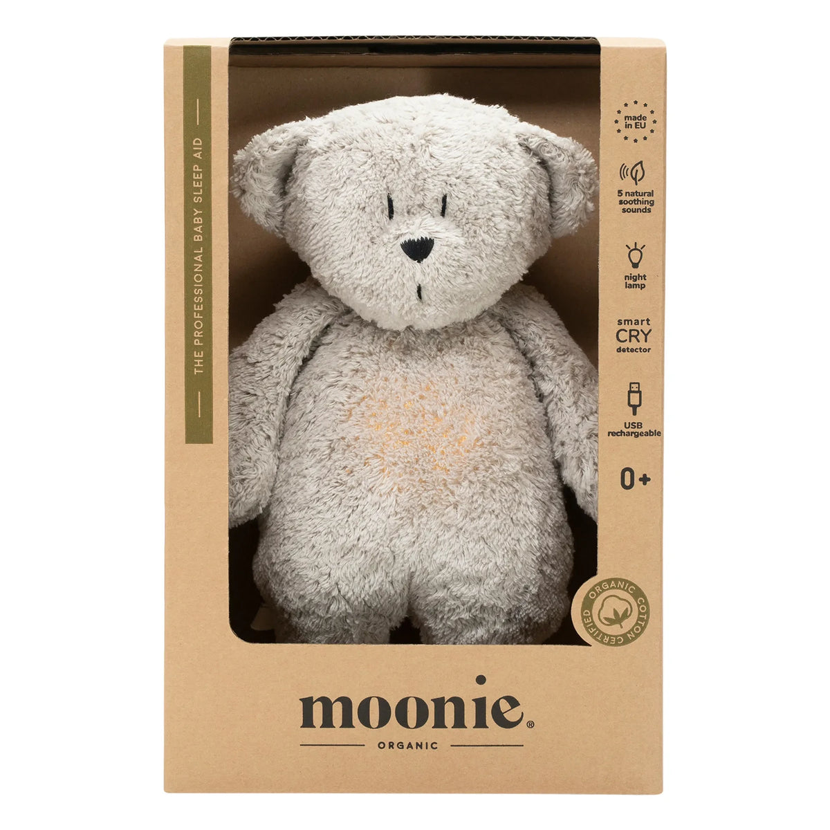 Moonie - Musical Night Light Bear | Gray