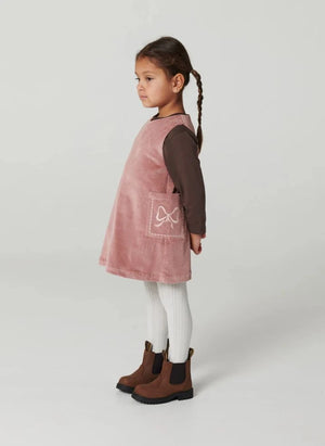 Copenhagen Colors - Organic Cotton Ribbed Velvet Embroidered Dress | Dusty Pink