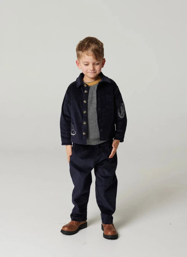 Copenhagen Colors - Organic Cotton Ribbed Corduroy Drawstring Pants | Navy