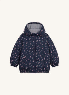 Petit Bateau - Floral Hooded Puffer Jacket | Navy