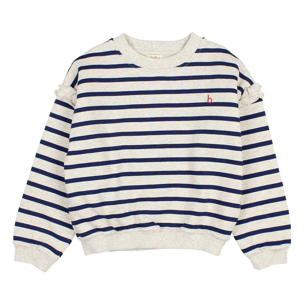 Búho - Girl's Nautical Striped Organic Cotton Sweatshirt | Navy