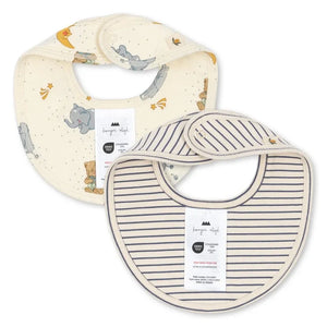 Konges Sløjd - Set of 2 Striped Organic Cotton Bibs | Beige